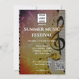 Convites Código QR e Logotipo do Festival de Música de Verã