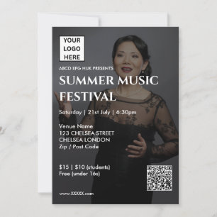 Convites Código QR e Logotipo do Festival de Música de Verã