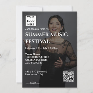 Convites Código QR e Logotipo do Festival de Música de Verã