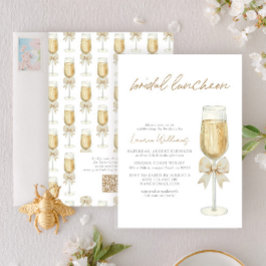 Convites Código QR Elegante Champanhe Chic Laço Jantar de N