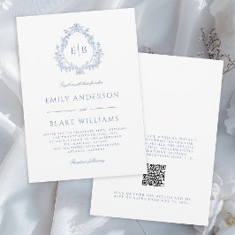 Convites Código QR Elegante Derrame Formal Blue Casamento C