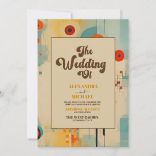 Convites Código QR Elegante Floral Casamento Meados do Sécu
