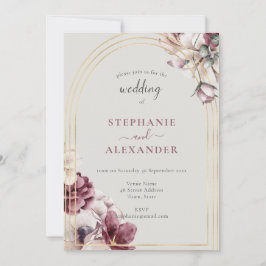 Convites Código QR Flor de Ameixa Empoeirada para Casamento