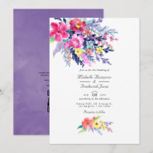 Código QR Floral Colorido em Aquarela RSVP Casamen