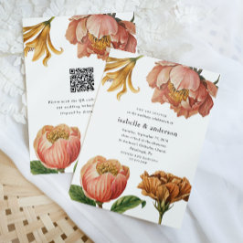 Convites Código QR Floral de Chic Rustic Código Rsvp Casame