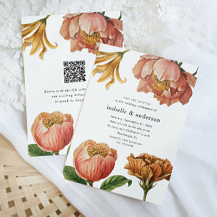 Convites Código QR Floral de Chic Rustic Código Rsvp Casame