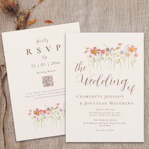 Convites Código QR Floral de Flores Silvestres de Outono Bo