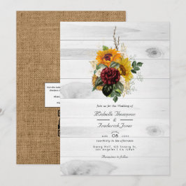 Convites Código QR Floral de Outono Rústico para RSVP Casam