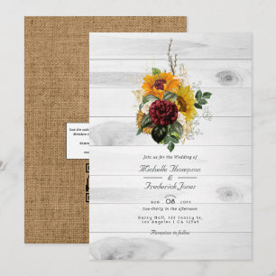Convites Código QR Floral de Outono Rústico RSVP Casamento