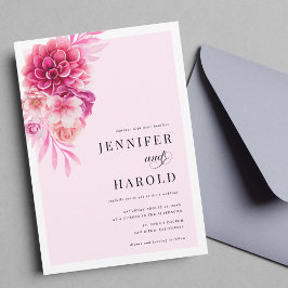 Convites Código QR Floral de Rosa Quente Vibrante Todos em 