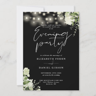 Convites Código QR Floral de Verdor Casamento Festa Noturna