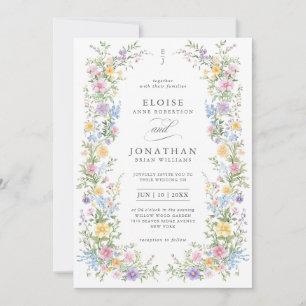 Convites Código QR Floral Ornado de Pastel Suave para Casam