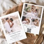 Convites Código QR: Foto de Casamento Branco Minimalista<br><div class="desc">Convite De Casamento Minimalista De Foto Moderno Elegante 4. Os cartões de código QR de Convite para Casamento contêm uma tipografia moderna que é elegante,  simples e moderna de usar depois de você celebrar o dia de casamento simples e minimalista.</div>
