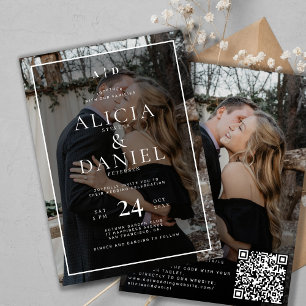 Convites código QR fotografia de casamento tipografia moder