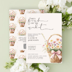 Convites Código QR Fresh Off the Market Floral Chá de Noiva