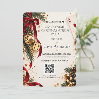 Convites Código QR Glam Noite de Cassino de Vegas Natal Fer