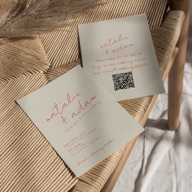 Convites Código QR Laranja Brilhante Retro Brincadeira Whim (Criador carregado)