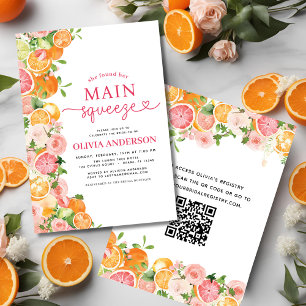 Convites Código QR - Laranja - Chá de panela de Citros de C