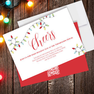 Convites Código QR Luzes de Natal Coloridas Alegres 
