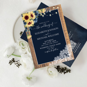 Convites Código QR Marinho Casamento de rendas de madeira d