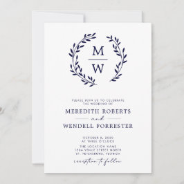Convites Código QR Marinho RSVP Casamento de Terra Azul Mon