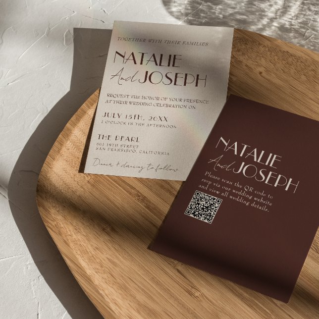 Convites Código QR Marrom Chocolate Elegante Dinheiro Antig (Criador carregado)
