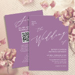 Convites Código QR Mauve Elegante Tudo Em Um Casamento Mode<br><div class="desc">Código QR Mauve Elegante Tudo Em Um Simples Cartão De Convite De Casamento Minimalista Simples De Script Moderno. Celebre o seu dia especial com esta elegante e bela carta de convite para casamento para embelezar a sua ocasião especial. Todos os textos estão pré-organizados para que você personalize fácil e rapidamente...</div>