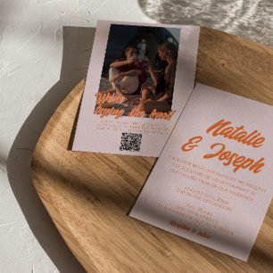 Convites Código QR Moderno Colorido Foto Colorida Casamento