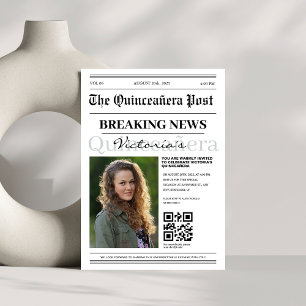 Convites código qr moderno Jornal Quinceañera