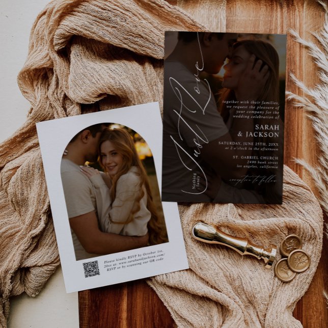 Convites Código QR moderno Nada de Rico apenas ama casament (Criador carregado)