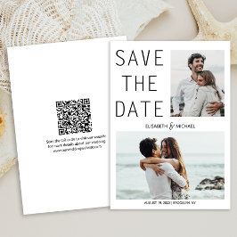 Convites Código QR Moderno Salve a Data Foto Casamento
