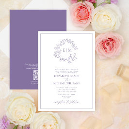 Convites Código QR Monograma de Folheto de Lavanda Formal