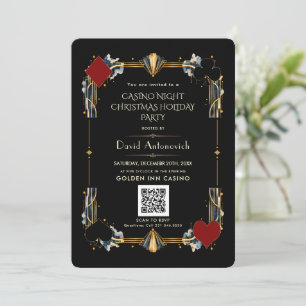 Convites Código QR Noite de Cassino de Vegas Natal Feriado 