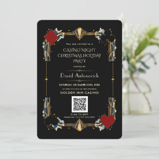 Convites Código QR Noite de Cassino de Vegas Natal Feriado