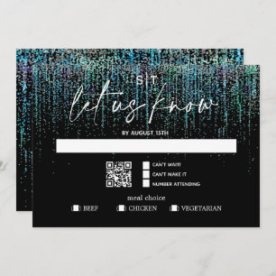 Convites Código QR Opção de meia RSVP Moderna Glitter de Ed