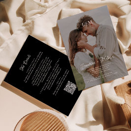 Convites Código QR Orçamento Tudo em Um Casamento Preto de 