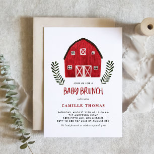 Convites Código QR para Brunch de Bebê Celebração Rústica c