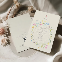 Convites Código QR para Casamento Boho com Flores Silvestre