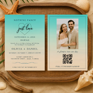 Convites Código QR para Recepção de Casamento na Praia após