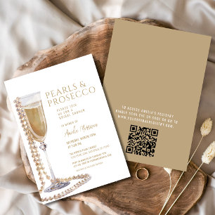 Convites Código QR Pérolas e Prosecco Chá de Noiva