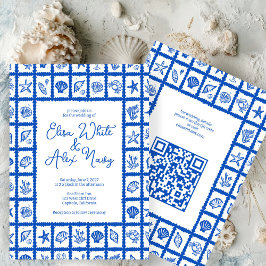 Convites Código QR PERSONALIZADO de Casamento de Praia da S