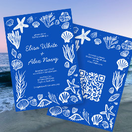 Convites Código QR PERSONALIZADO de Casamento de Praia da S