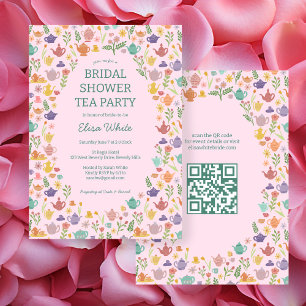 Convites Código QR PERSONALIZADO do Chá de panela de Tea Pa