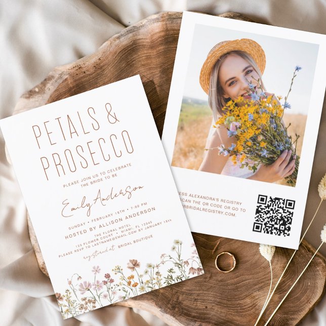 Convites Código QR Petais de flor selvagem e Chá de panela  (Criador carregado)