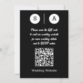 Convites Código QR Preto e Branco, Simples e Elegante