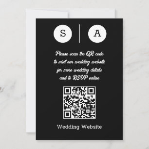 Convites Código QR Preto e Branco, Simples e Elegante