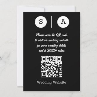 Convites Código QR Preto e Branco, Simples e Elegante