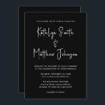 Convites Código QR Preto Elegante Tudo em um Casamento Mode<br><div class="desc">Código QR de Script Moderno Elegante, Preto e Branco, Tudo em Um Cartão de Convite De Casamento Minimalista. Celebre o seu dia especial com esta elegante e bela carta de convite para casamento para embelezar a sua ocasião especial. Todos os textos estão pré-organizados para que você personalize fácil e rapidamente...</div>