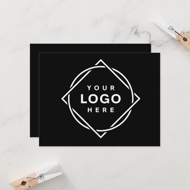 Convites Código QR Preto Logo | Negócios Modernos e Elegant (Frente/Verso In Situ)