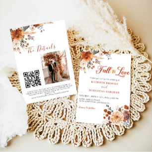 Convites Código QR Queda no Amor Casamento Floral